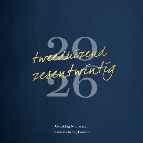 Minimalistische kerstkaart in donkerblauw met goudfolie