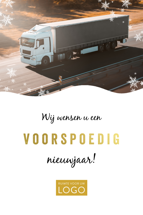 Nieuwjaarskaart met transport foto en goudfolie