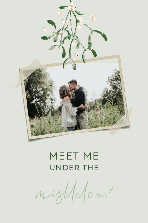 Kerstkaart met mistletoe en foto