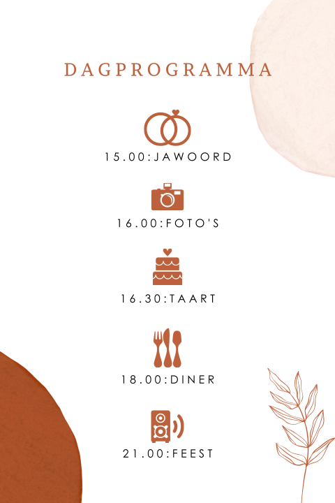 Roestrood inlegkaartje met bloemen en vormen