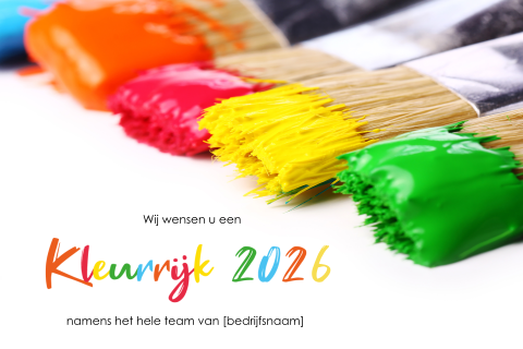 Kerstkaart schilder met verf en kwasten