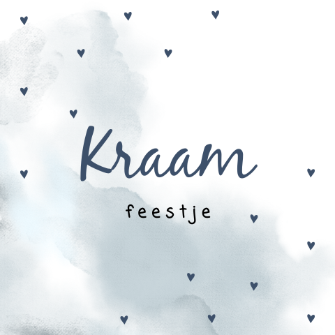 Kraamkaartje jongen met hartjes en blauwe waterverf