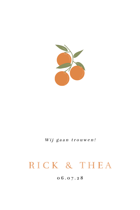 Trouwkaart met oranje sinaasappels