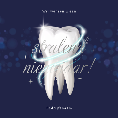 Kerstkaart met stralend nieuwjaar in zilverfolie en tand