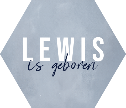 Hexagon sluitsticker met blauwe waterverf en strakke naam