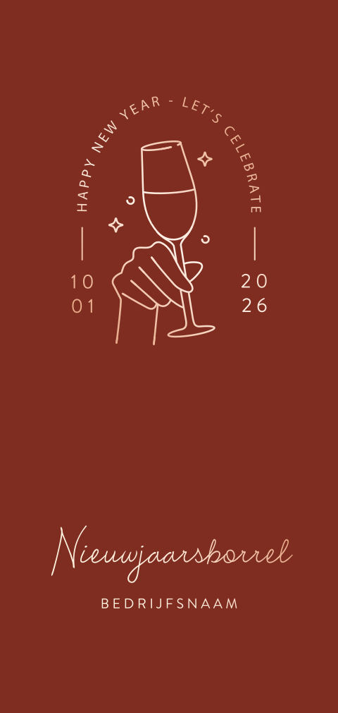 Uitnodiging nieuwjaarsborrel met roségoudfolie