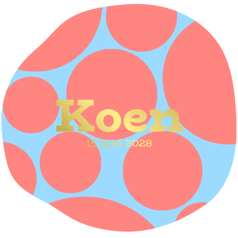 Retro geboortekaartje jongen blauw met oranje stippen