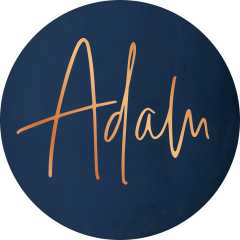 Donkerblauwe sluitsticker met koperfolie naam