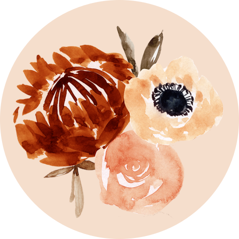 Sluitsticker met oranje waterverf bloem