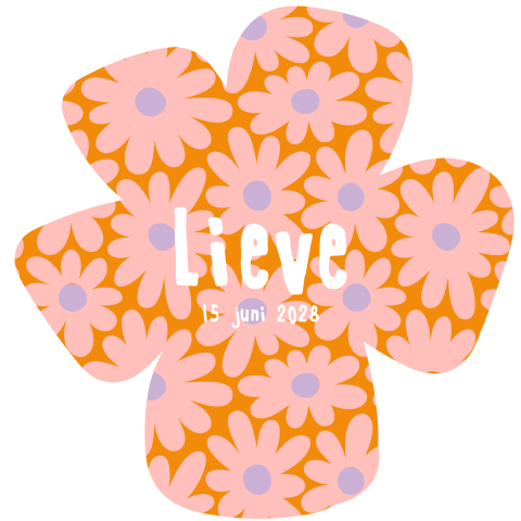 Retro geboortekaartje meisje met roze bloemen