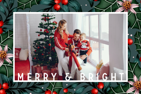 Kerstkaart met groen fotokader