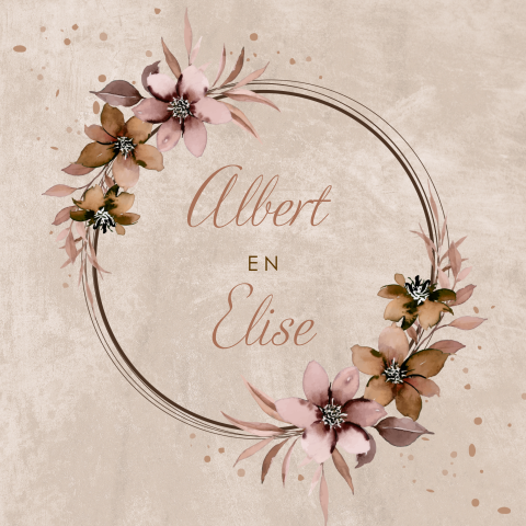 Beige 50-jarige jubileumkaart met bruine en roze bloemen