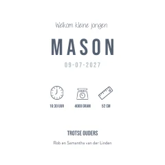 Geboortekaartje 2e kindje jongen met twee olifantjes