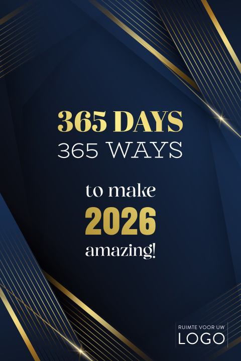 Inspirerende nieuwjaarskaart voor 2026 met quote in goudfolie