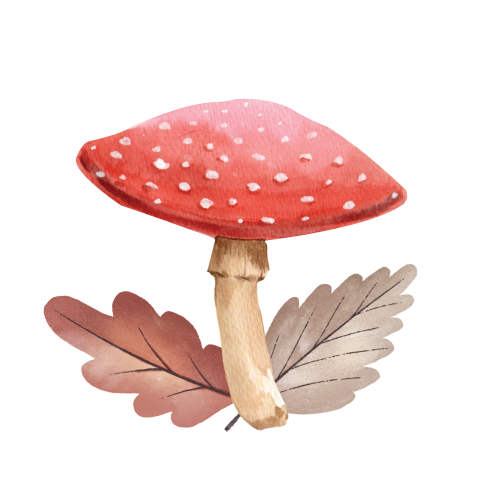 Herfst sluitsticker met rode paddestoel