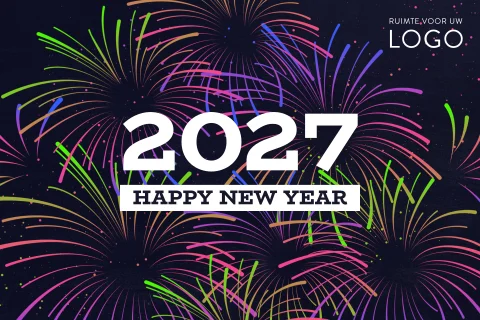 Originele nieuwjaarskaart licht vuurwerk