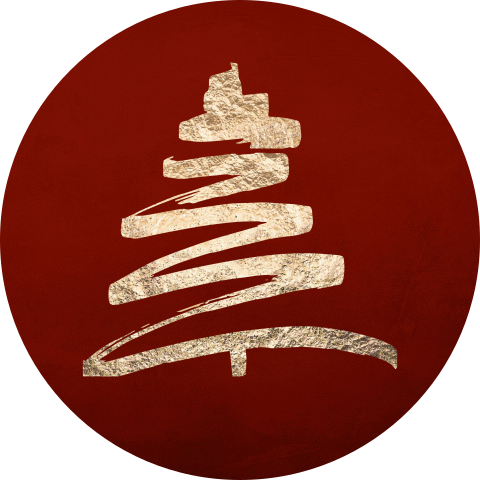 Rode sluitsticker met goudlook kerstboom