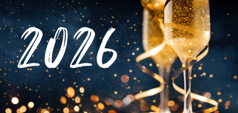 Zakelijke kerstkaart met champagne en 2026