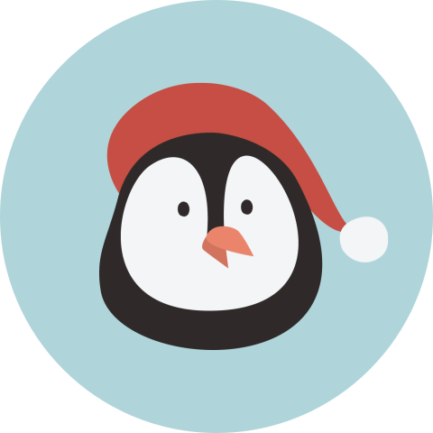 Grappige kerstzegel met pinguin