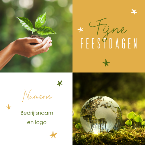 Zakelijke kerstkaart eco met foto's en sterren