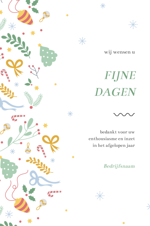 Witte kerstkaart met kleurrijk patroon