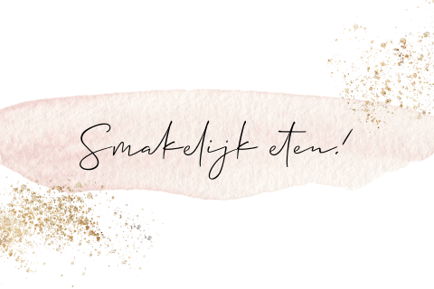 Tafelkaartje blush met gouden verfspetters