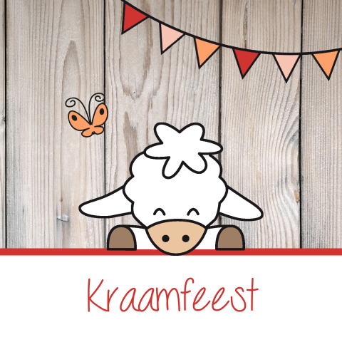 Kraamkaartje hout met schaapje en vlinders voor een meisje