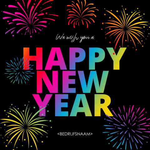 Zwarte kerstkaart met regenboog happy new Year