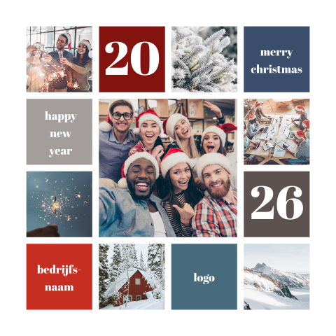 Zakelijke kerstkaart met vlakken en fotokaders