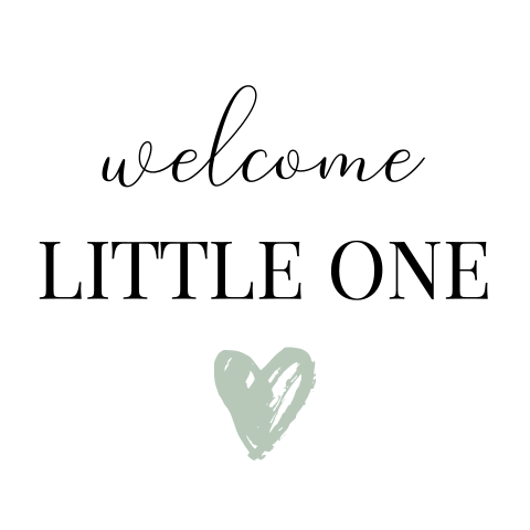 Sluitsticker met welcome little one met groen hartje
