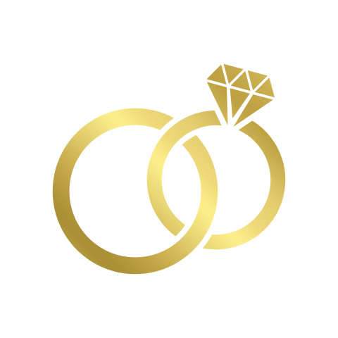 Witte sticker met goudfolie trouwringen