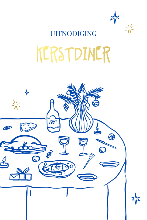 Hippe uitnodiging kerstdiner met gedekte tafel