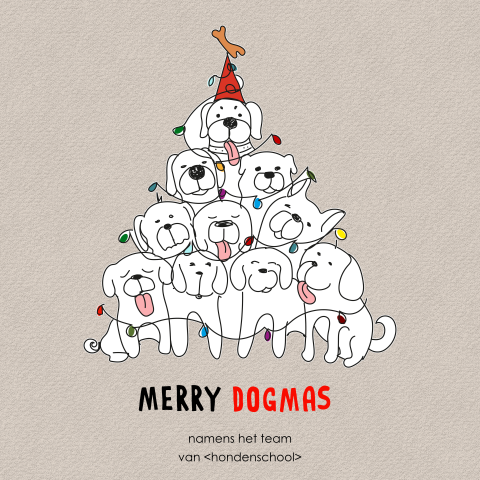 Kerstkaart voor hondenscholen – Merry Dogmas
