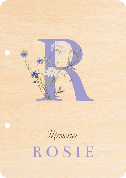 Bewaarbundel met paarse initiaal met wildflowers