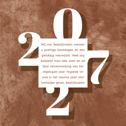 Bruine kerstkaart met grafisch 2027