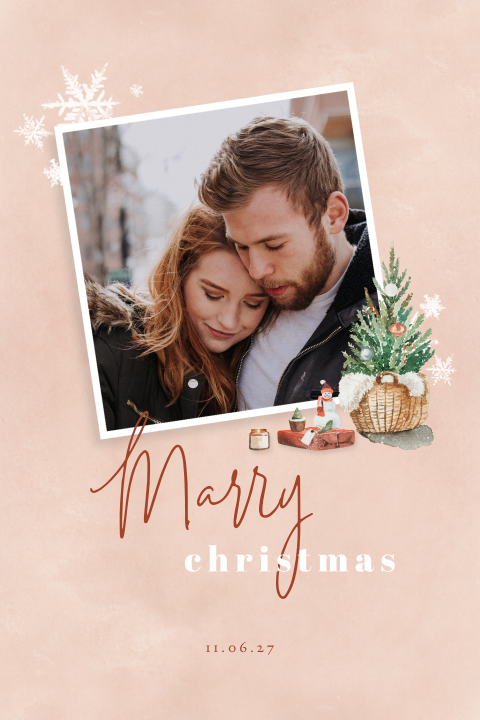Kerstkaart voor trouwerij met Marry Christmas en foto