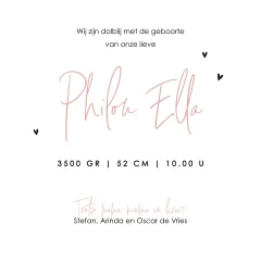 Silhouet geboortekaartje met broer en kinderwagen met baby meisje