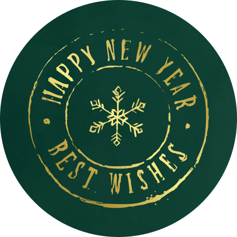 Groene kerst sluitsticker met goudfolie stempel