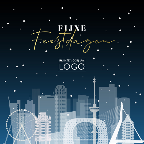 Kerstkaart met skyline Rotterdam