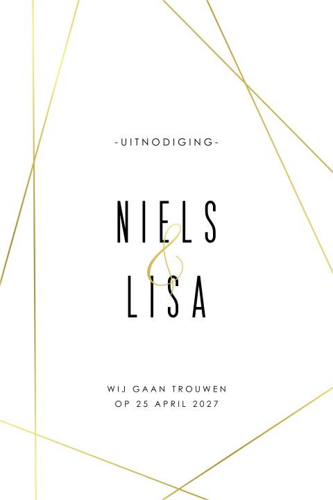 Trouwkaart met gouden lijnen