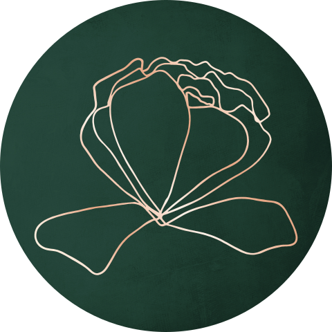 Donkergroene sticker met rosegoudfolie klaproos