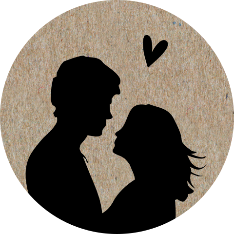 Sluitsticker met verliefd silhouet bruidspaar