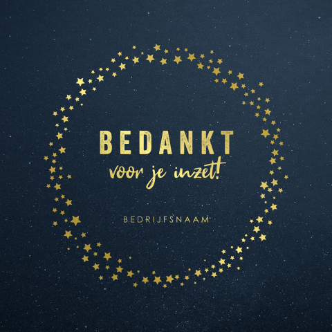 Kerstkaart voor medewerkers met goudfolie sterren