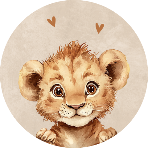 Beige sluitsticker met lief leeuwtje