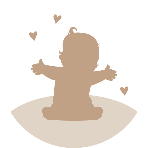 Beige sluitsticker met silhouet kindje en hond