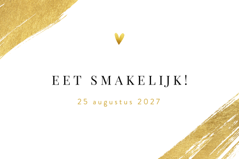 Tafelkaartje gouden verfstreken met tekst