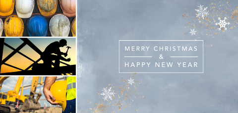 Lichtblauwe kerstkaart bouw foto's met spetters