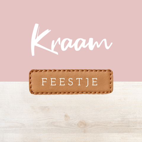 Roze kraamkaartje meisje met hout en leren label