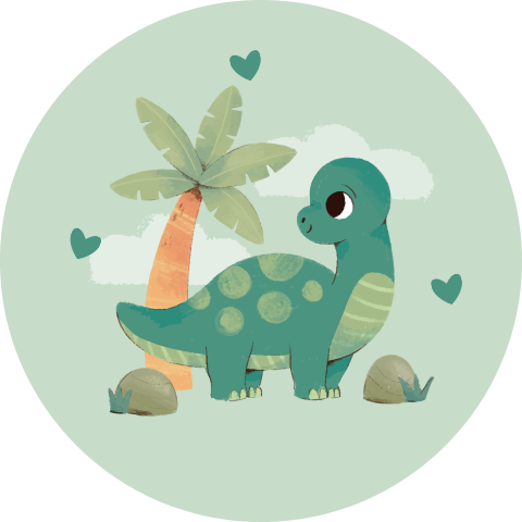 Zachtgroene sluitsticker met schattige dino