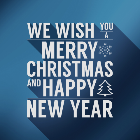 Blauwe kerstkaart met kerstgroet